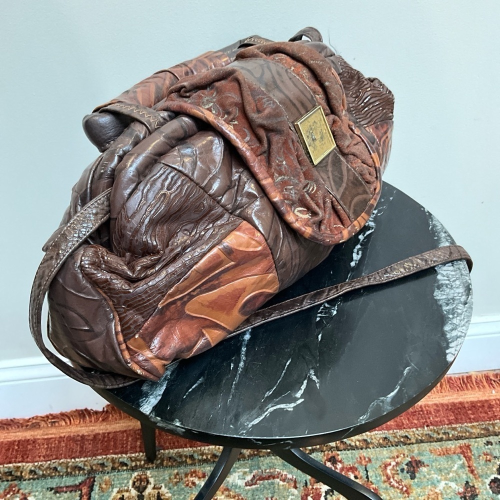 80s tool leather oblong brown crossbody bag - Picture 7 of 10
